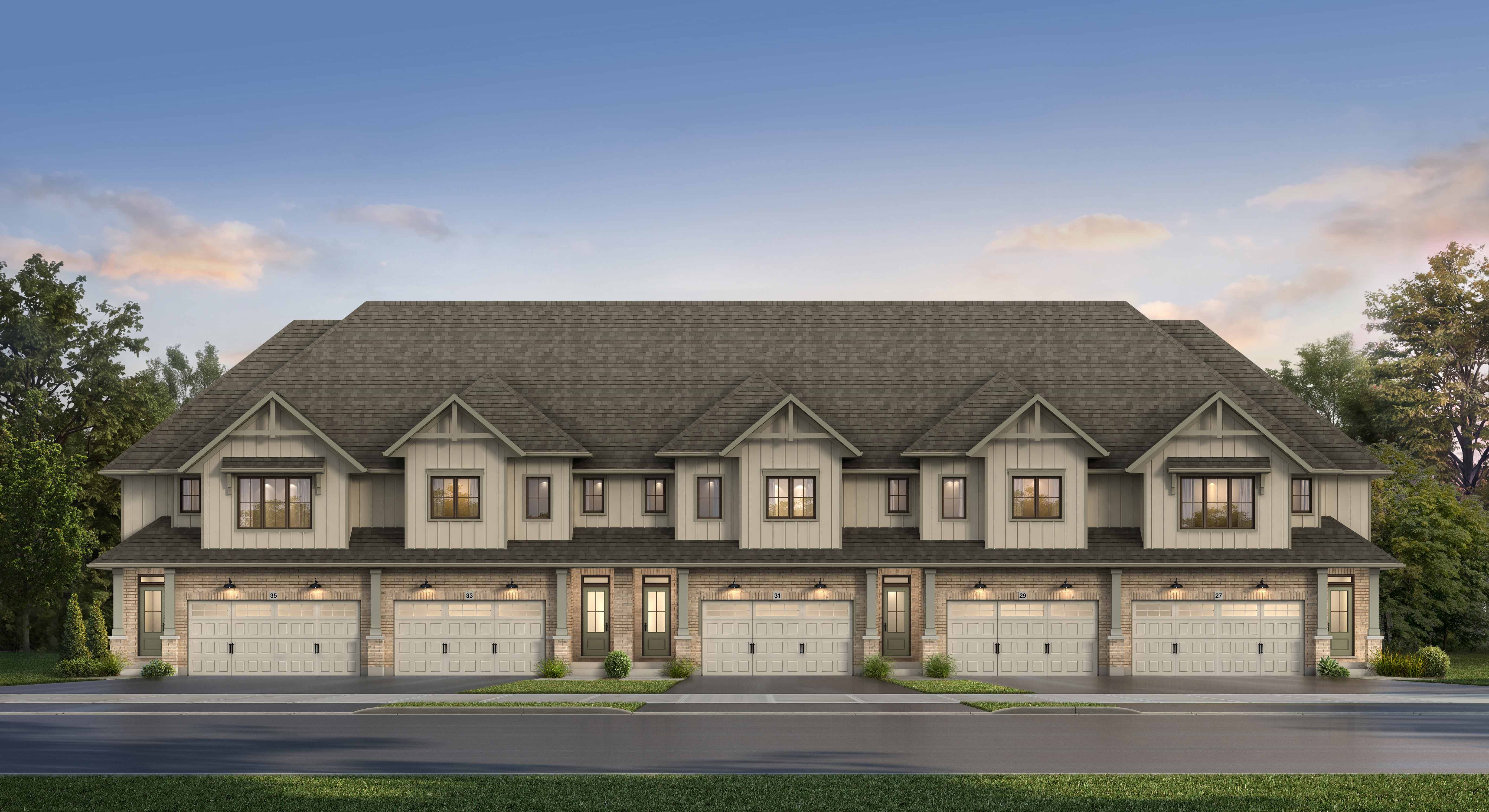 Front elevation of a Hawthorne Park townhome